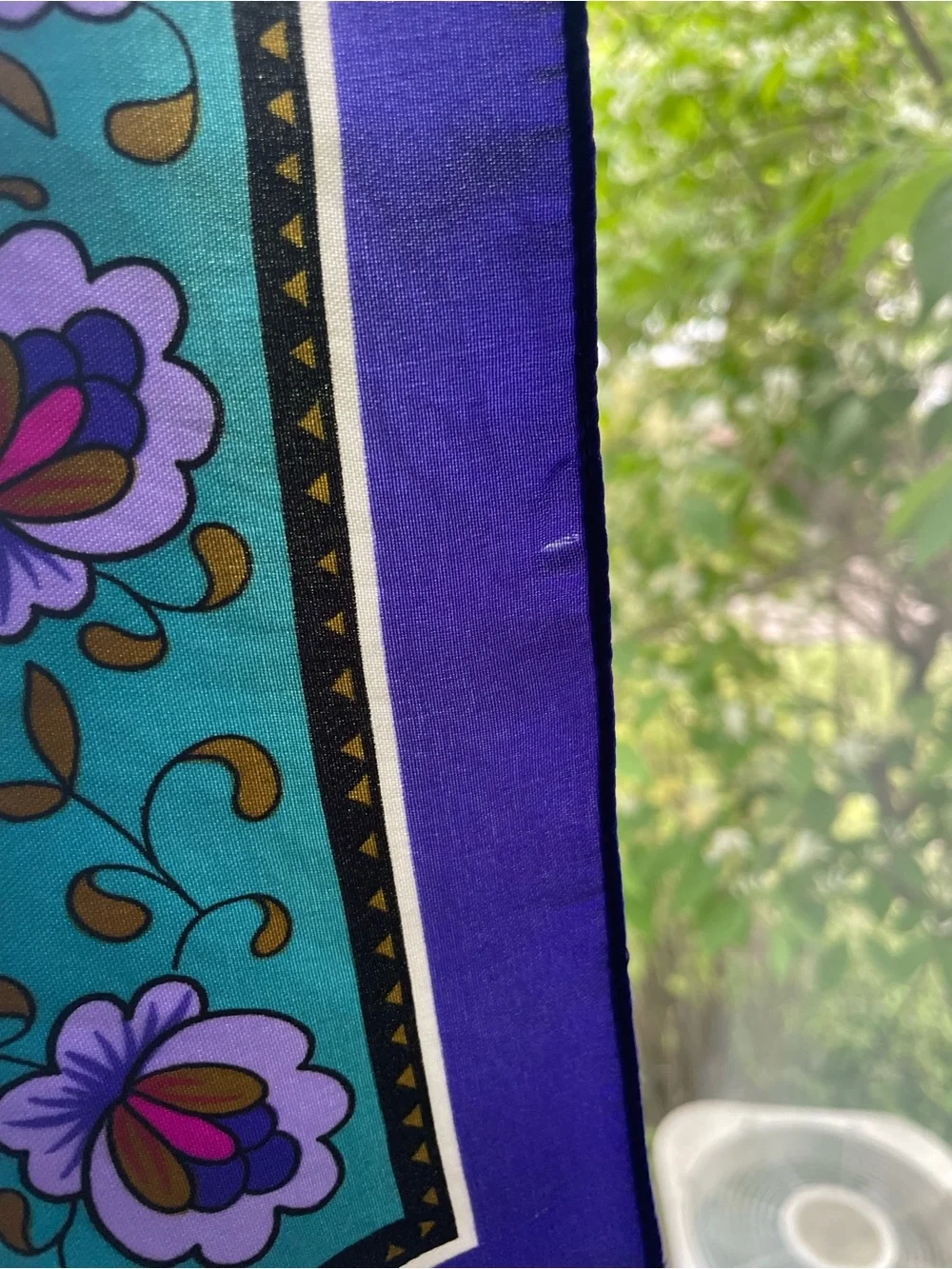 Square Purple Magenta Floral Scarf with Border  30” x 30”